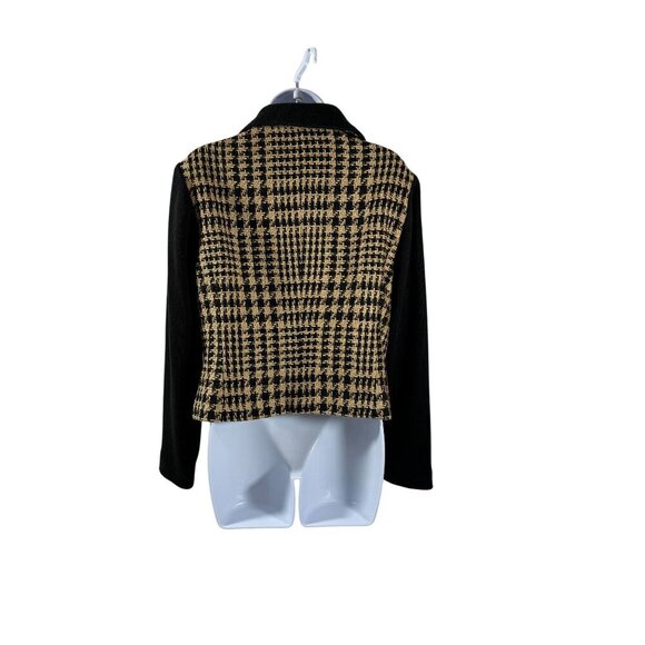 Vintage Emil Rutenburg Womens Houndstooth‎ Cardigan Jacket Black & Camel Size L - Picture 2 of 16